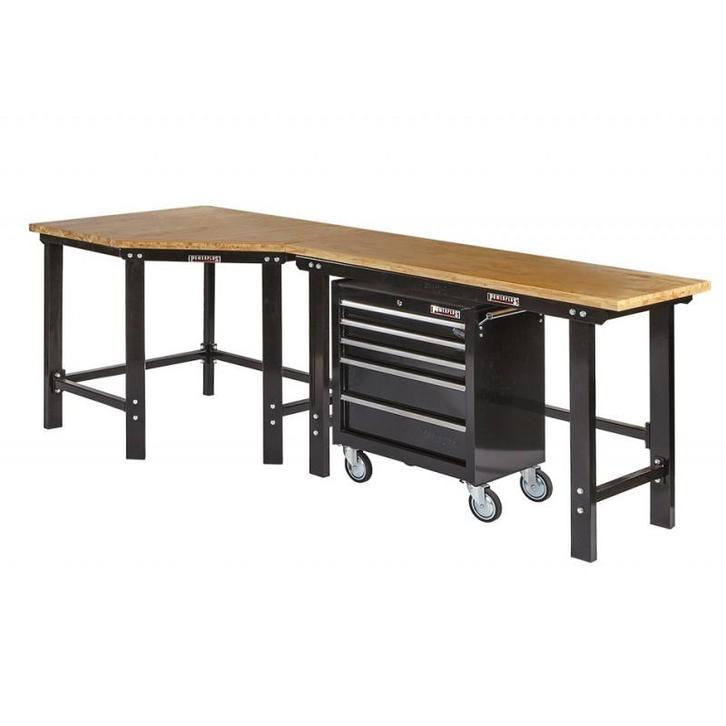 Werkbank hoekopstelling - Hoek werkbank 260 cm lang zwart, Doe-het-zelf en Verbouw, Werkbanken, Ophalen of Verzenden