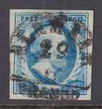 Nederland 1852 - Koning Willem III, in diep donkerblauw, met, Postzegels en Munten, Gestempeld