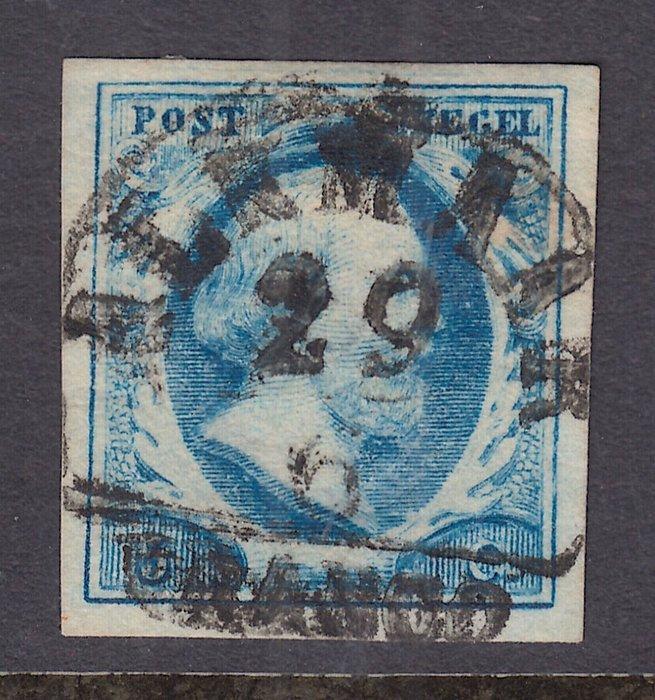 Nederland 1852 - Koning Willem III, in diep donkerblauw, met, Postzegels en Munten, Postzegels | Nederland
