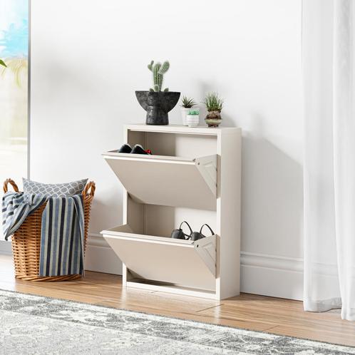 Schoenenkast Sokndal 2 kleppen gebroken wit 71x50x15 cm [en., Huis en Inrichting, Kasten | Schoenenkasten, Nieuw, Verzenden