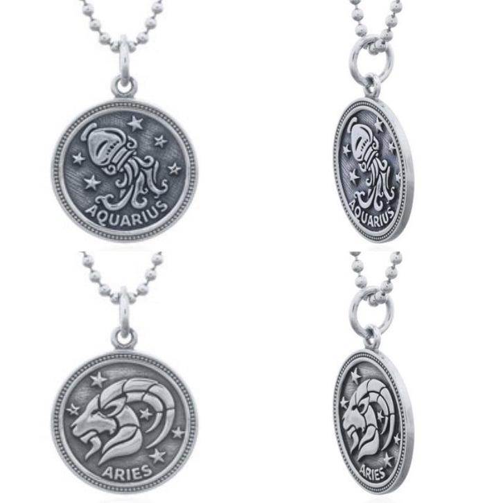 Echt zilveren ronde sterrenbeeld kettinghanger, Sieraden, Tassen en Uiterlijk, Kettinghangers, Nieuw, Verzenden