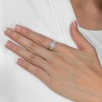Ring - 18 karaat Witgoud - 0.12ct. tw. Parel - Diamant, Nieuw