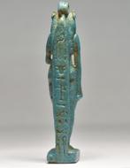 Oud-Egyptisch Faience Goddin Sekhmet die Wedjat vasthoudt -, Antiek en Kunst