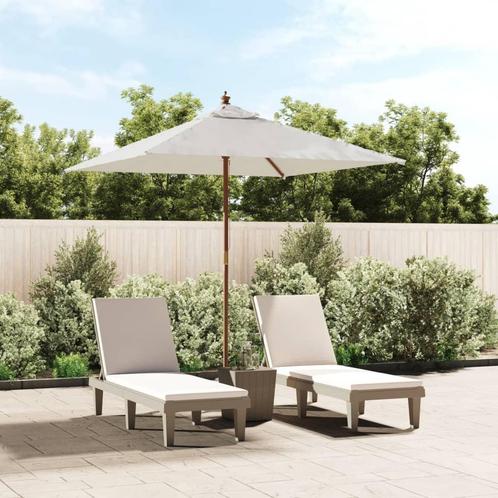 vidaXL Parasol met houten paal 198x198x231 cm zandkleurig, Tuin en Terras, Parasols, Nieuw, 1 tot 2 meter, Verzenden