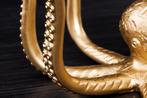 Ronde bijzettafel WILDLIFE OCTOPUS 50cm goud sculptuur glas, Ophalen of Verzenden, Nieuw