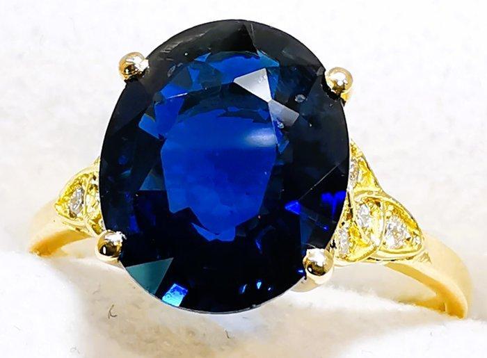 Ring - 18 karaat Geel goud, Zafiro Australia 3.78ct IGE, Sieraden, Tassen en Uiterlijk, Ringen