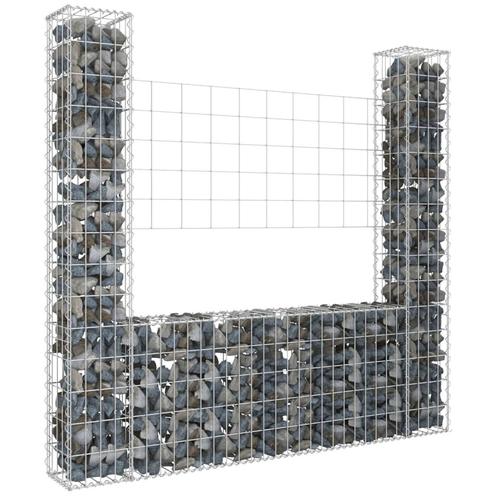 vidaXL Schanskorf U-vormig met 2 palen 140x20x150 cm ijzer, Tuin en Terras, Schuttingen, Nieuw, IJzer, Minder dan 1 meter, Verzenden