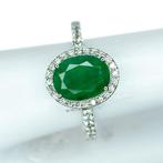 Ring Platina -  2.27ct. tw. Smaragd - Diamant -