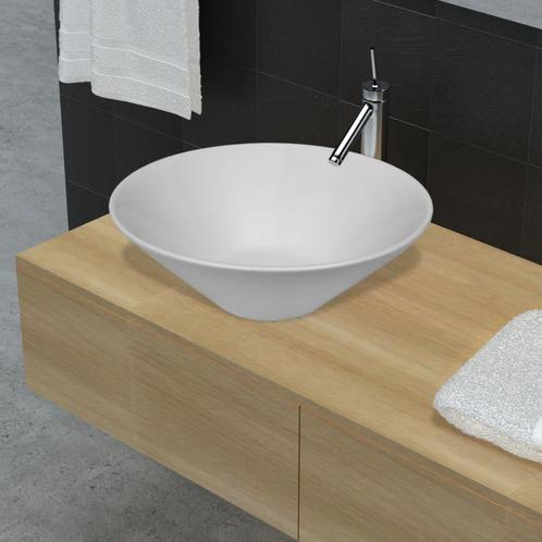 vidaXL Keramische wasbak taps (wit), Doe-het-zelf en Verbouw, Sanitair, Nieuw, Verzenden