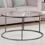[en.casa] Salontafel Kolari 45x80 cm gehard glas zwart en tr