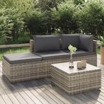 vidaXL 4-delige Loungeset met kussens poly rattan grijs, Tuin en Terras, Verzenden, Nieuw, Rotan, Loungeset
