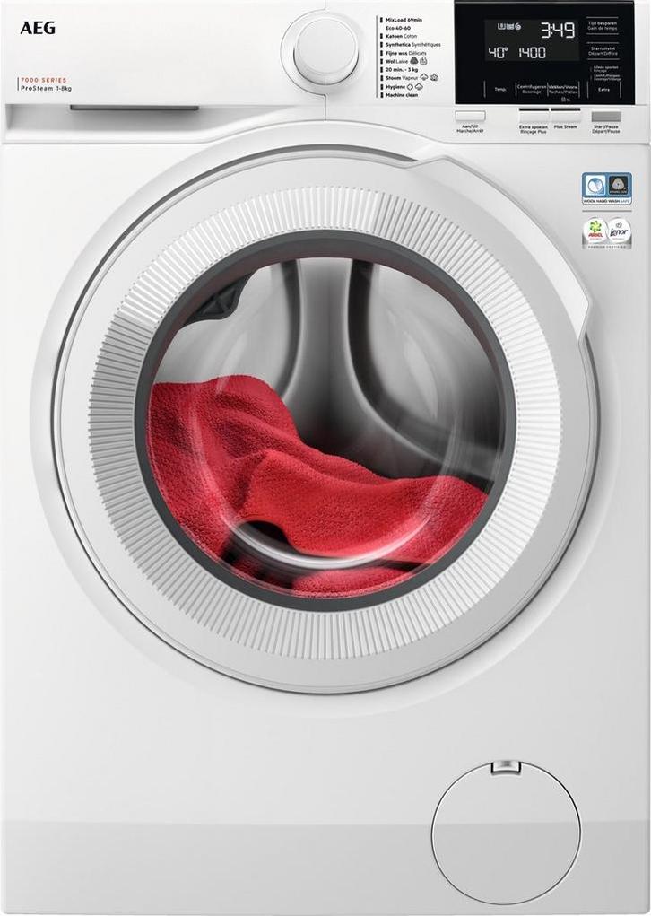 AEG LR7384BB2 - Wasmachine - 8 kg - 1400 tpm - ProSteam -, Witgoed en Apparatuur, Wasmachines, Nieuw, Voorlader, 85 tot 90 cm