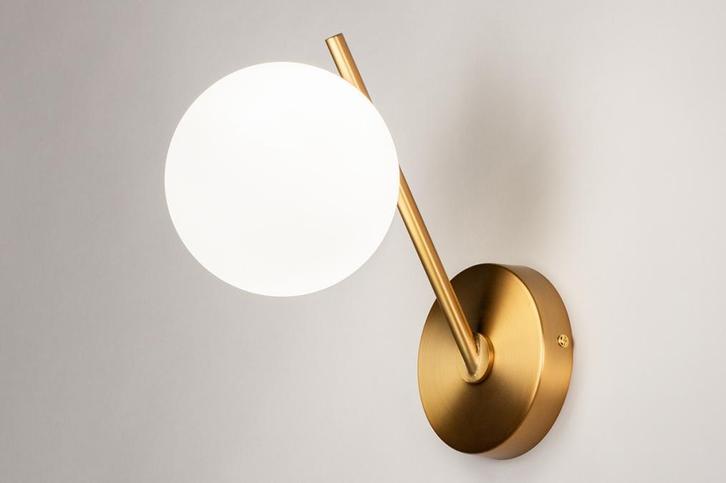 Rietveld Wandlampen - Goud - Glas, Metaal, Huis en Inrichting, Lampen | Wandlampen, Verzenden