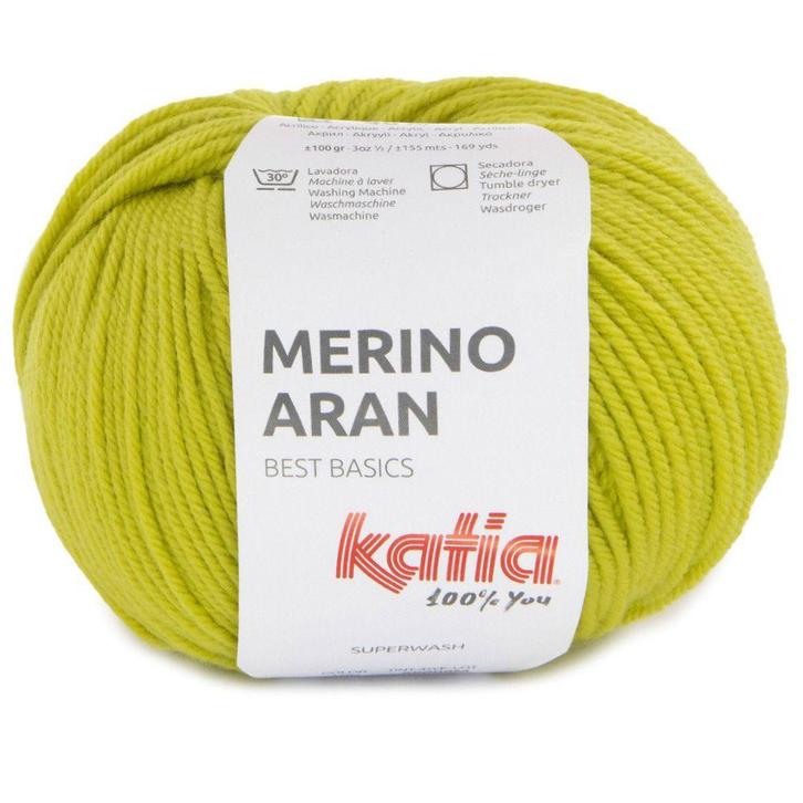 Katia Merino Aran - 100 limoengroen - Merinogaren, Hobby en Vrije tijd, Breien en Haken, Ophalen of Verzenden