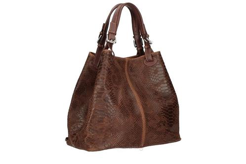 100% Leren tas in dieren print - ritssluiting - extra tasje, Sieraden, Tassen en Uiterlijk, Tassen | Schoudertassen