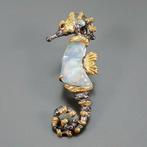 925 zilver - Opal - Rhodolith - Broche, Verzamelen, Mineralen en Fossielen