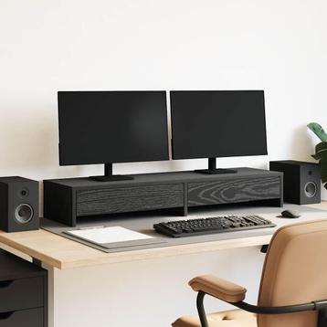 vidaXL Monitorstandaard met lades, zwart eiken, 100 x 27 x beschikbaar voor biedingen
