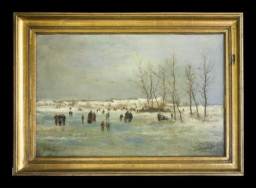 Jean Hill (XIX-XX) - Paysage dhiver à Laeken, Antiek en Kunst, Kunst | Schilderijen | Klassiek