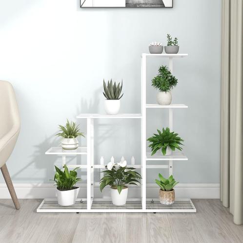 vidaXL Bloemenstandaard 94,5x25x88 cm metaal wit, Tuin en Terras, Overige Tuin en Terras, Nieuw, Verzenden