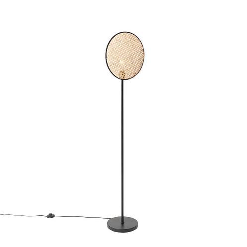 Landelijke vloerlamp zwart met rotan 35 cm - Kata, Huis en Inrichting, Lampen | Vloerlampen, Nieuw, Overige materialen, 150 tot 200 cm