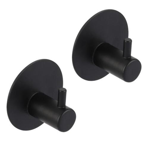 Differnz haak zelfklevend rond rvs mat zwart 2 stuks, Huis en Inrichting, Woonaccessoires | Kapstokken, Verzenden