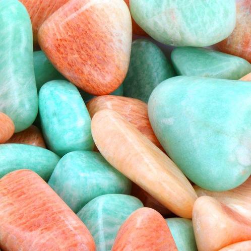 Geen Reserve - Kristal Confetti - Amazoniet & Oranje, Verzamelen, Mineralen en Fossielen