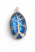 925 Zilveren Labradoriet Hanger – Levensboom (Tree of Life), Overige voorstellingen, Nieuw, Steen of Mineraal, Met edelsteen