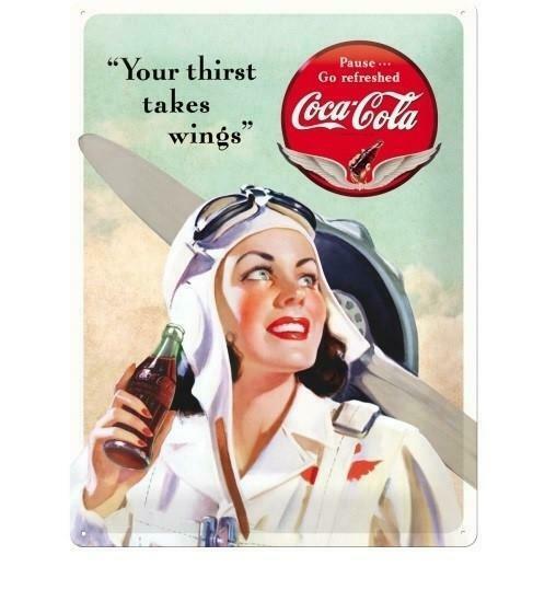 Coca Cola Takes Wings Lady reclamebord, Verzamelen, Merken en Reclamevoorwerpen, Nieuw, Verzenden