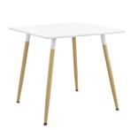 Eettafel vierkant MDF en staal 80x80x74 cm wit en hout, Nieuw, Verzenden