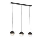 Retro hanglamp zwart met helder glas langwerpig 3-lichts -, Huis en Inrichting, Lampen | Hanglampen, Nieuw, Glas, Retro, 75 cm of meer