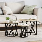 vidaXL Nesting Bijzettafels Set van 3 - Sonoma Eiken, Verzenden, Nieuw, Rond, Overige houtsoorten