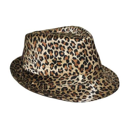 Trilby carnaval verkleed hoedje met luipaard print - Gangs.., Hobby en Vrije tijd, Feestartikelen, Verzenden