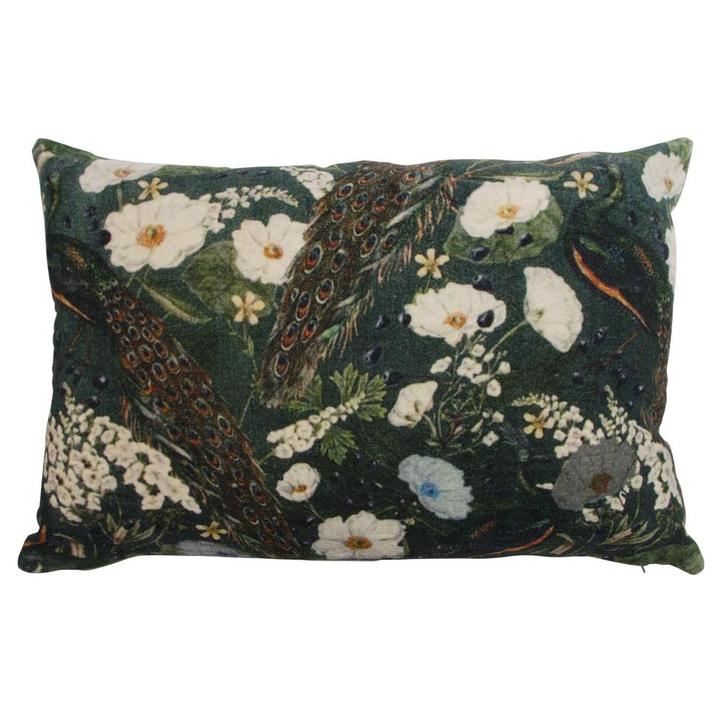 groot kussen fluweel romantisch pauw bloem 40x60cm*, Huis en Inrichting, Woonaccessoires | Overige, Verzenden