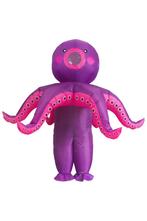 KIMU® Opblaas Kostuum Octopus Paars Opblaasbaar Pak Octopusp, Carnaval, Nieuw, Overige maten, Ophalen of Verzenden