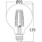 LED Lamp E27 Globe Filament - Brinton - Amber 6W 540lm - 822, Led-lamp, Soft of Flame, Nieuw, E27 (groot)