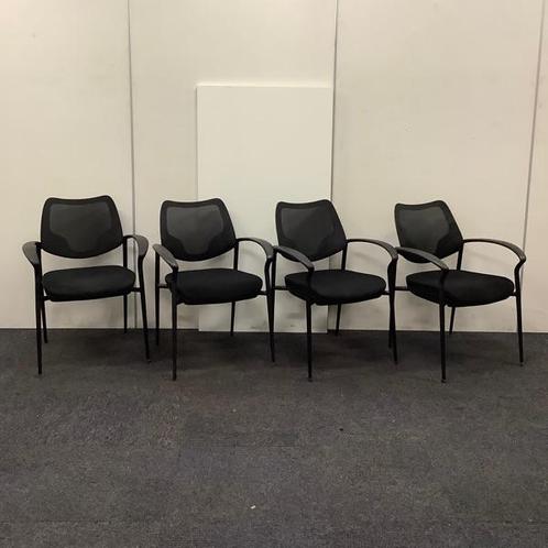 Tweedehands complete set van 4 stuks vergaderstoelen/, Huis en Inrichting, Stoelen, Zwart, Gebruikt, Stof, Ophalen of Verzenden