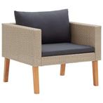 vidaXL Tuinbank eenzits met kussens poly rattan beige, Tuin en Terras, Verzenden, Nieuw, Rotan