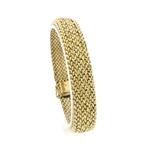 Gouden fantasie schakel armband | 19 cm (vintage sieraad), Ophalen of Verzenden, Gebruikt, Overige kleuren, Goud