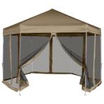 Partytent met wanden zeshoekig 3,6x3,1 m taupe 220 g/m, Huis en Inrichting, Verzenden, Nieuw