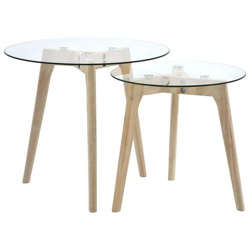 vidaXL 2-delige Bijzettafelset gehard glas, Huis en Inrichting, Tafels | Salontafels, Nieuw, 50 tot 100 cm, Glas, Minder dan 50 cm