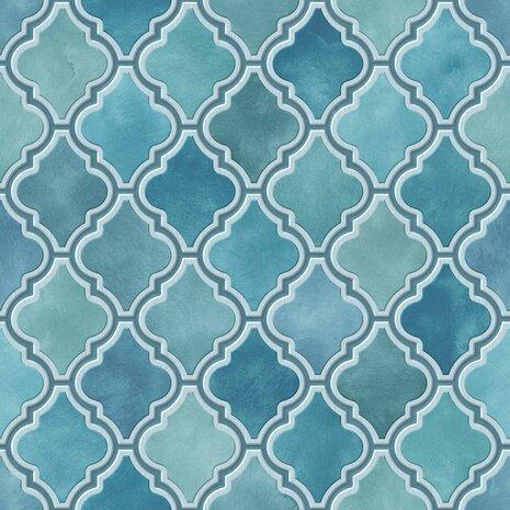 Plakfolie, plakplastic Arabische tegels blauw, Huis en Inrichting, Woonaccessoires | Overige, Nieuw