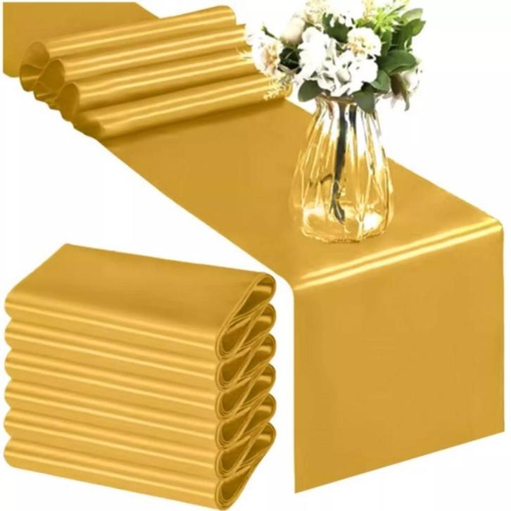 Ruhhy Satijnen Tafelloper Goud - Luxe Tafeldecoratie - 9..., Huis en Inrichting, Keuken | Keukenbenodigdheden, Nieuw, Ophalen of Verzenden