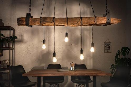 Industriële hanglamp BARRACUDA 152cm gerecycled massief hout, Huis en Inrichting, Lampen | Hanglampen, Ophalen of Verzenden