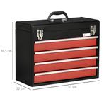 TRUUSK Gereedschapskoffer 4 Laden Slot Staal Zwart+Rood 51x2, Verzenden, Nieuw