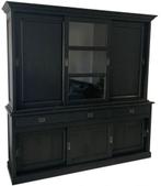 Buffetkast handpainted zwart Putten 220cm dichte zijdeuren, Ophalen of Verzenden, Nieuw