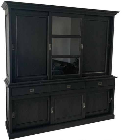 Buffetkast handpainted zwart Putten 220cm dichte zijdeuren, Huis en Inrichting, Kasten | Buffetkasten, Ophalen of Verzenden