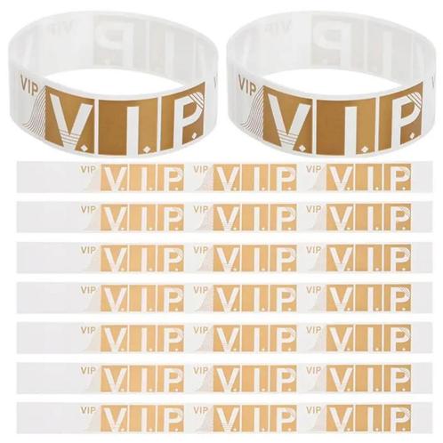 12 Vip polsbandjes wit met goud, Hobby en Vrije tijd, Feestartikelen, Verjaardag, Nieuw, Feestartikel, Verzenden