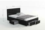 Tweepersoonsbed leer | 2persoons | Wit of Zwart | Met lades, Huis en Inrichting, Nieuw, Overige materialen, Modern design basic