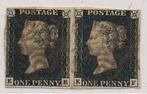 Groot-Brittannië 1840 - 1 Penny black, Doppelstück van plaat, Gestempeld