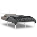 vidaXL Bedframe met hoofdbord metaal wit 120x190 cm, Verzenden, Wit, Nieuw, 190 cm of minder